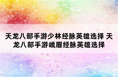 天龙八部手游少林经脉英雄选择 天龙八部手游峨眉经脉英雄选择